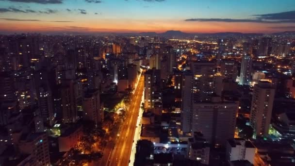 Západ Slunce Centru Sao Paula Brazílie Centrální Čtvrť Při Západu — Stock video