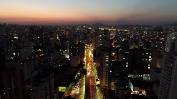 Sunset Downtown Sao Paulo Brazil Downtown District Sunset Scenery Metropolis — Stock Video