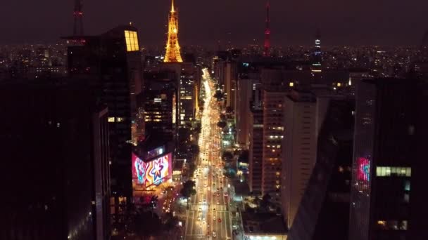 Night Scape Downtown Sao Paulo Brazil Cityscape Sao Paulo Brazil — Stock Video