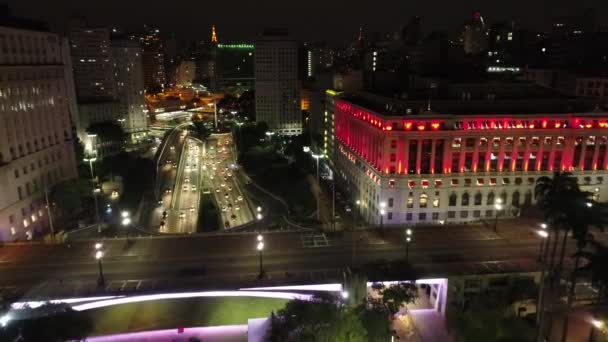Nocny Pejzaż Centrum Sao Paulo Brazylia Miasto Sao Paulo Brazylia — Wideo stockowe