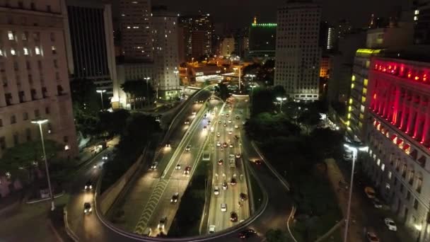 Noche Centro Sao Paulo Brasil Distrito Del Centro Paisaje Vida — Vídeo de stock