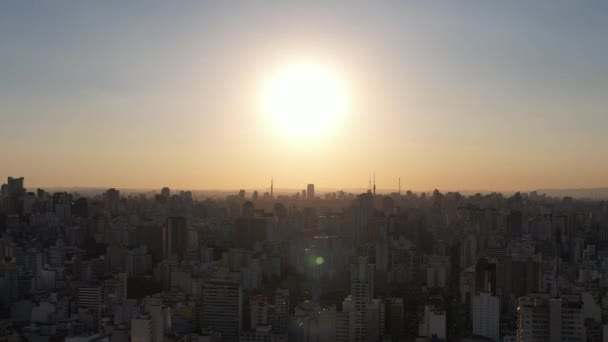 Sonnenuntergang Der Innenstadt Von Sao Paulo Brasilien Stadtviertel Bei Sonnenuntergang — Stockvideo