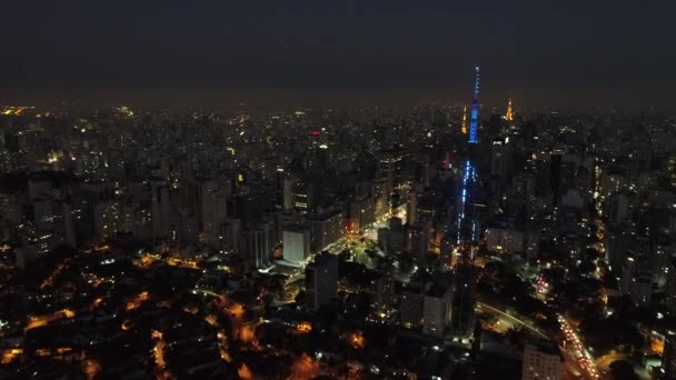 Gece Sao Paulo Brezilya Şehir Merkezinde Şehir Merkezinde Gece Hayatı — Stok video