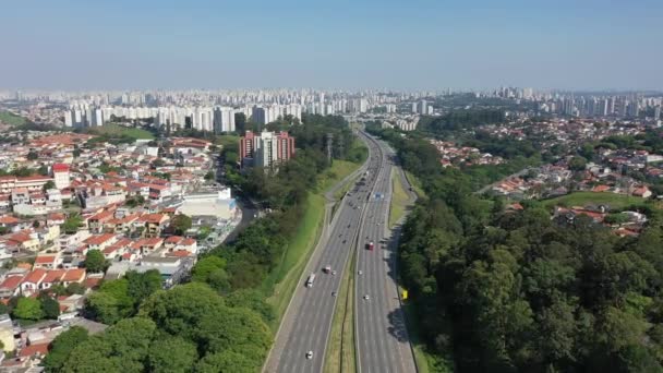 Bandeirantes Autobahn Der Nähe Der Innenstadt Von Sao Paulo Brasilien — Stockvideo