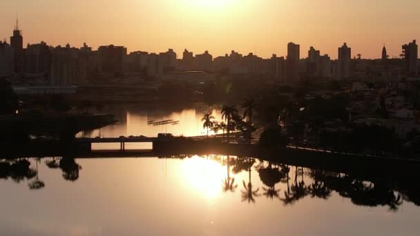 Letecká Krajina Západu Slunce Venkově Města Sao Jose Rio Preto — Stock video