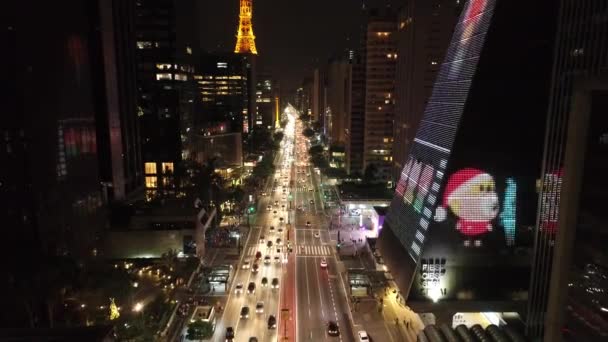 Nachtleven Het Centrum Van São Paulo Brazilië Stadsgezicht Van Sao — Stockvideo