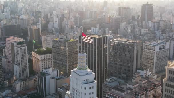 Solnedgång Centrala Sao Paulo Brasilien Stadsdelen Solnedgången Metropolis Landskap Landmärke — Stockvideo