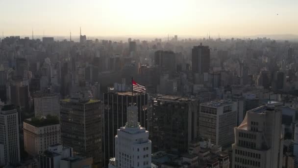 Sunset Centro São Paulo Brasil Distrito Downtown Cenário Pôr Sol — Vídeo de Stock