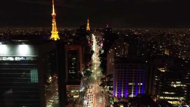 Paisagem Noturna Centro São Paulo Brasil Cidade São Paulo Brasil — Vídeo de Stock
