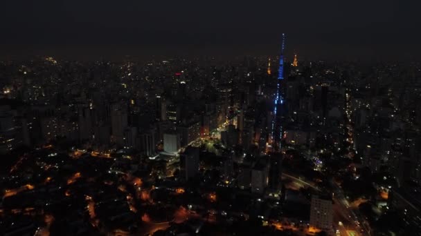 Paisaje Nocturno Del Centro Sao Paulo Brasil Paisaje Urbano Sao — Vídeo de stock