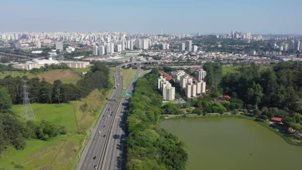 Bandeirantes Dálnice Blízkosti Centra Sao Paulo Brazílie Slavná Brazilská Silnice — Stock video