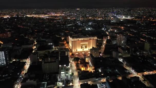 Nacht Het Centrum Van Sao Paulo Brazilië Downtown District Nachts — Stockvideo