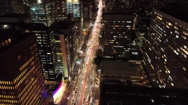 Natten Till Sao Paulo Brasilien Stadsdelen Mitt Natten Metropolis Landskap — Stockvideo