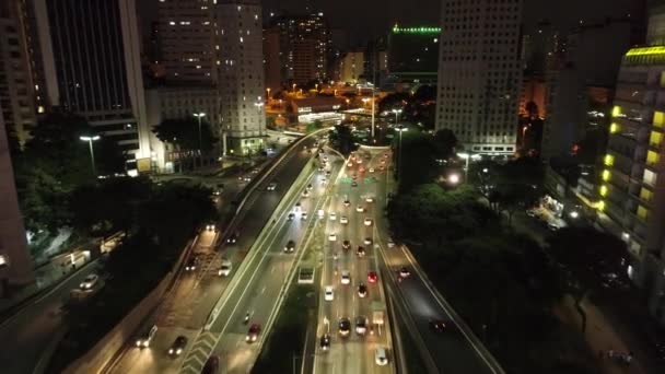 Paisagem Noturna Centro São Paulo Brasil Cidade São Paulo Brasil — Vídeo de Stock