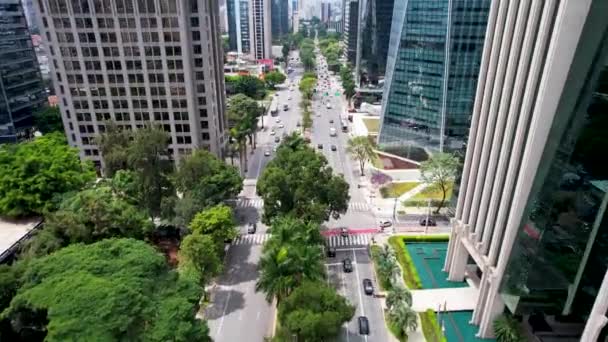 Firmengebäude Der Berühmten Avenida Faria Lima Der Innenstadt Von Sao — Stockvideo