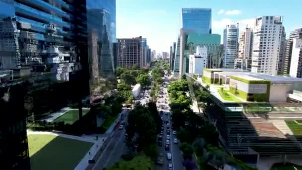 Faria Lima Avenue Cartello Del Quartiere Del Centro San Paolo — Video Stock