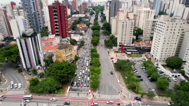 Sao Paulo Brezilya Şehir Merkezindeki Reboucas Bulvarı Ile Brezilya Bulvarı — Stok video