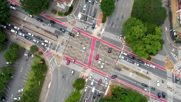 Top View Słynne Skrzyżowanie Między Reboucas Avenue Alei Brazylii Centrum — Wideo stockowe