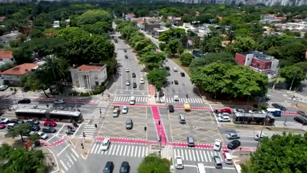 Kuuluisa Risteys Reboucas Avenuen Brasilian Välillä Sao Paulo Brasilian Keskustassa — kuvapankkivideo