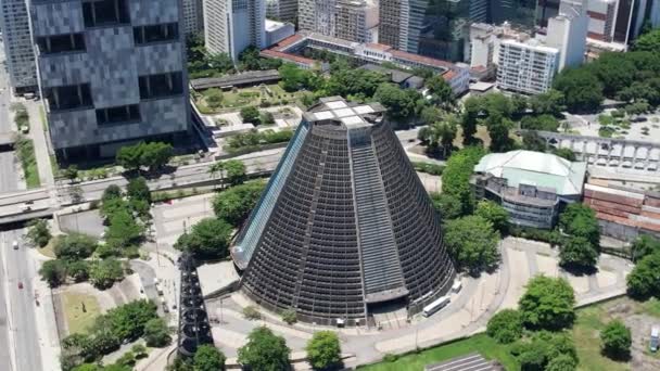 Ρίο Ντε Τζανέιρο Βραζιλία Αεροφωτογραφία Του Μητροπολιτικού Καθεδρικού Ναού Του — Αρχείο Βίντεο