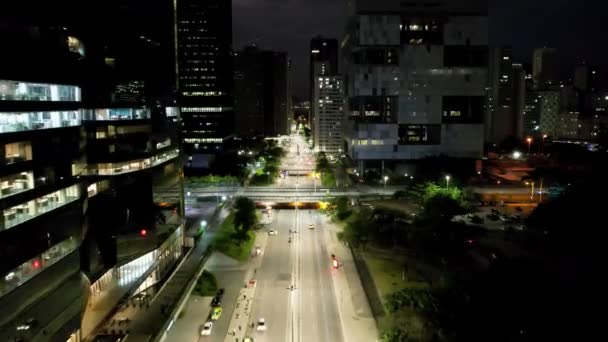 Nocny Pejzaż Rio Janeiro Brazylia Panoramiczny Widok Oświetlone Centrum Rio — Wideo stockowe