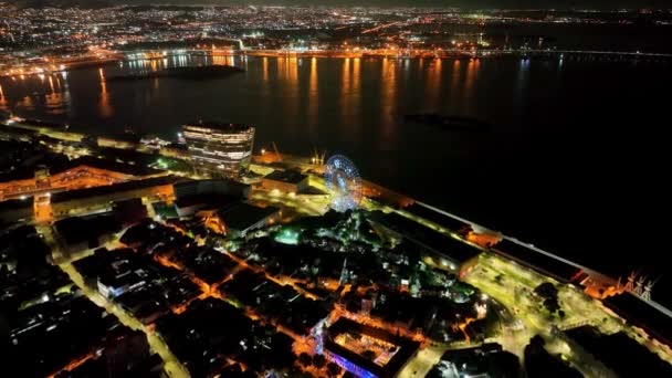 Paesaggio Notturno Rio Janeiro Brasile Panorama Illuminato Quartiere Del Centro — Video Stock