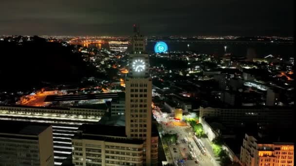 巴西里约热内卢 里约热内卢市中心中央火车站的夜景 巴西里约热内卢的明信片 市中心区火车站概览 — 图库视频影像