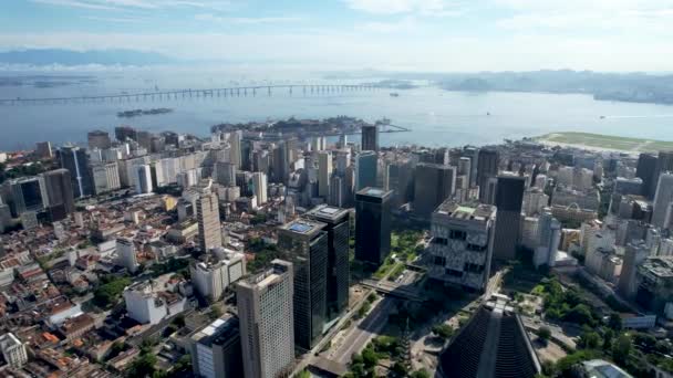 Rio Janeiro Brasilien Panning Vidsträckt Utsikt Över Centrum Rio Janeiro — Stockvideo