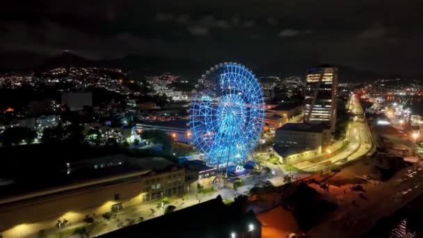 Rio Janeiro Brasil Paisagem Noturna Roda Gigante Iluminada Colorida Centro — Vídeo de Stock