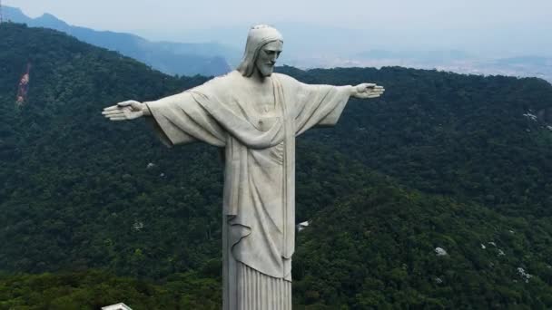 Rio Janeiro Brazil Panoramic View Christ Redeemer Postcard Downtown Rio — Stock Video