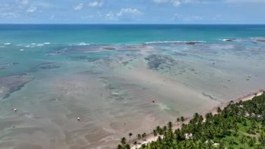 Sao Miguel dos Milagres Alagoas Brezilya 'daki Patacho plajı. Kuzeydoğu Brezilya. Mercan resifleri doğal havuzlar. Alagoas Brezilya 'daki Mucize Yolu. Tropik seyahat yerleri. Yaz mevsimleri.