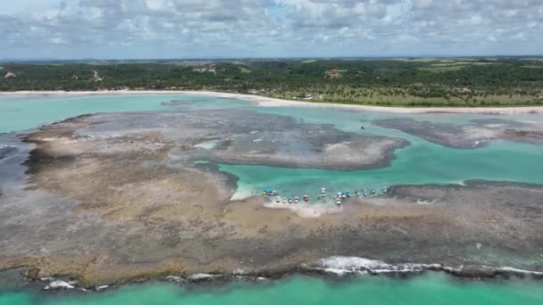 Natürliche Korallenriffe Strand Von Sao Miguel Dos Milagres Alagoas Brasilien — Stockvideo