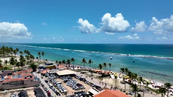 Luftaufnahme Vom Türkisfarbenen Strand Von Maceio Alagoas Brasilien French Beach — Stockvideo