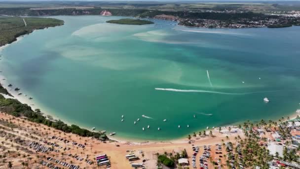 Vista Aérea Playa Agua Turquesa Maceio Alagoas Brasil Gunga Monumento — Vídeo de stock