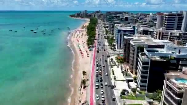 巴西Maceio Alagoas镇 巴西东北部的地标海滩 热带旅行 度假目的地 旅游业地标 — 图库视频影像