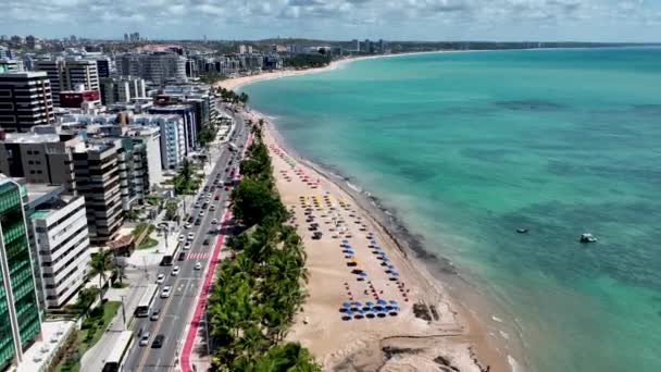 Город Maceio Alagoas Бразилия Ориентировочный Пляж Северо Востоке Бразилии Тропические — стоковое видео