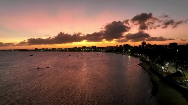 Cielo Del Atardecer Ciudad Maceio Alagoas Brasil Playa Emblemática Noreste — Vídeos de Stock