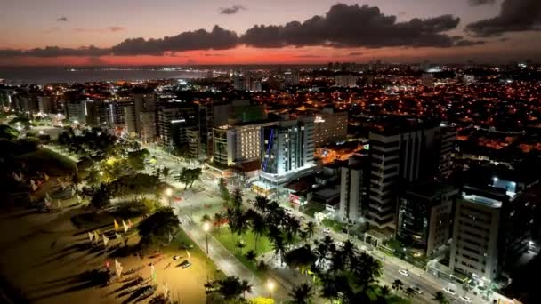 Solnedgång Himmel Staden Maceio Alagoas Brasilien Landmärke Stranden Nordöstra Brasilien — Stockvideo