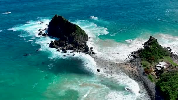 Fernando Noronha Brezilya Nın Deniz Manzaralı Vulkan Dağı Plajı Fernando — Stok video