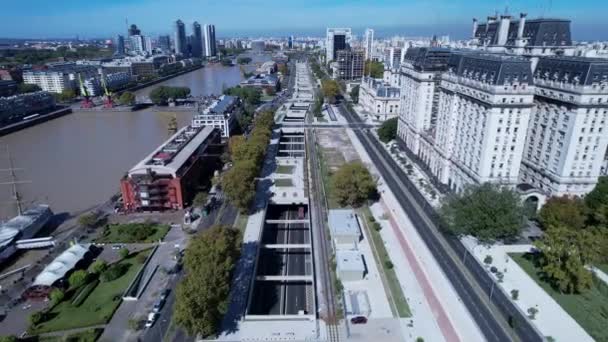 Buenos Aires Argentína Városképe Panoráma Táj Turisztikai Mérföldkő Belvárosában Argentína — Stock videók