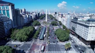 Cityscape of Buenos Aires Argentina. Panorama landscape of tourism landmark downtown of capital of Argentina. Tourism landmark. Outdoor downtown city. Urban scenery of Buenos Aires city.