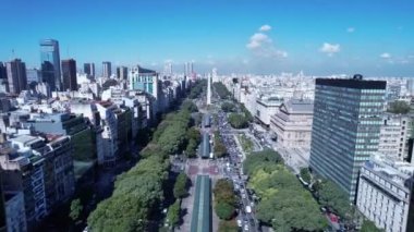 Cityscape of Buenos Aires Argentina. Panorama landscape of tourism landmark downtown of capital of Argentina. Tourism landmark. Outdoor downtown city. Urban scenery of Buenos Aires city.