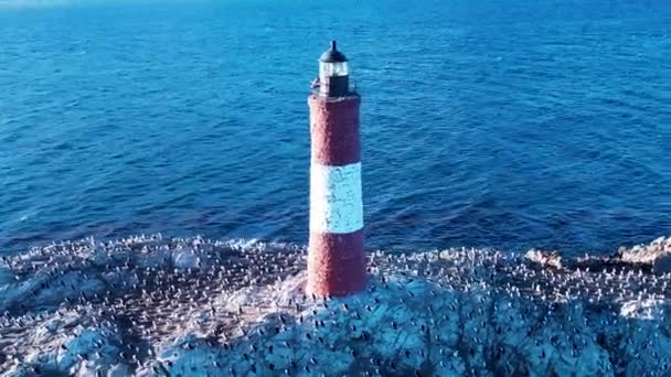 Famous Lighthouse Ushuaia City Beagle Channel Chile Border Patagonia Argentina — Vídeo de Stock