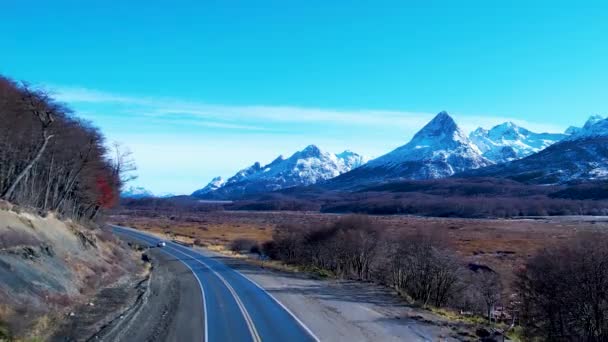 Patagonia Road Ushuaia Argentina Province Tierra Del Fuego Stunning Road — стоковое видео