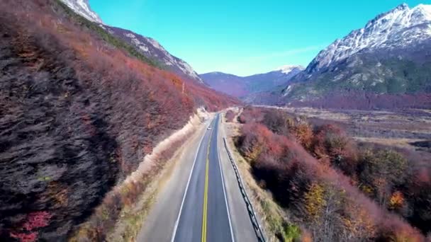 Ushuaia Arjantin Tierra Del Fuego Ilindeki Patagonya Yolu Nevada Dağları — Stok video