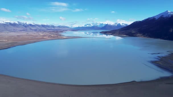 Patagonien Landskap Natursköna Sjö Och Nevada Berg Staden Calafate Patagonien — Stockvideo