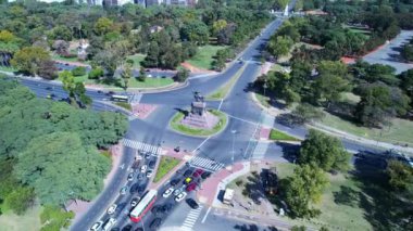 Roundabout Avenue Cityscape of Buenos Aires Argentina. Panorama landscape of touristic landmark downtown of capital Argentina. Touristic landmark. Outdoor downtown urban scenery of Buenos Aires city