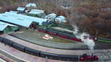 Ushuaia City 'nin ünlü tren istasyonu. Patagonya Arjantin. Adı Dünyanın Sonu Del Mundo Tren İstasyonu. Ushuaia Arjantin Tierra del Fuego ili.