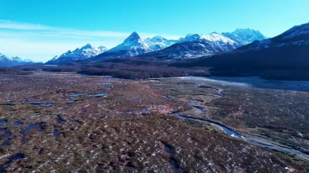 Patagonia Argentina Incredibile Cima Montagne Neve Ushuaia Argentina Provincia Della — Video Stock