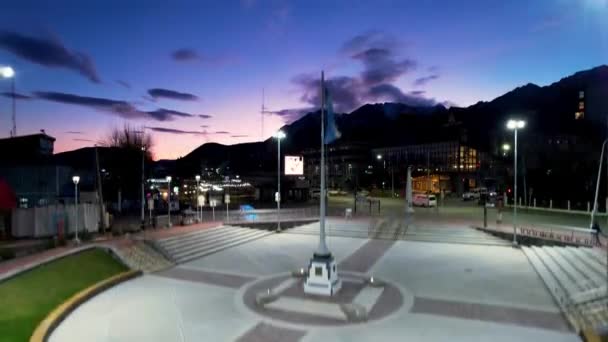 Zachód Słońca Krajobraz Miasta Ushuaia Argentyna Tierra Del Fuego Zachód — Wideo stockowe